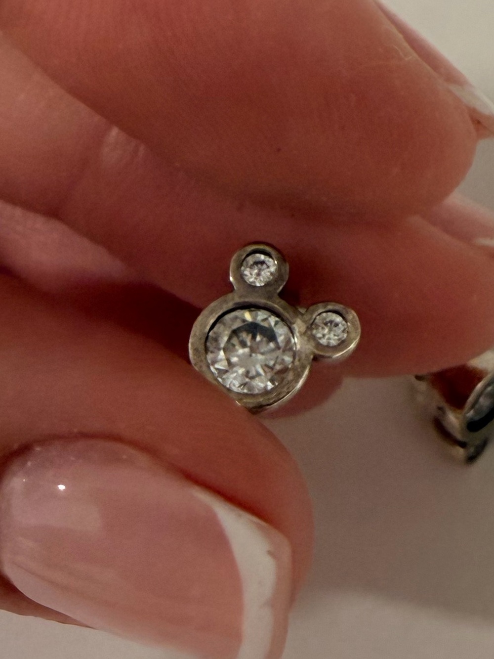 Disney Sterling Silver 925 Mickey Crystal Stud Earrings - Clear Stones